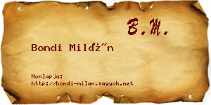 Bondi Milán névjegykártya